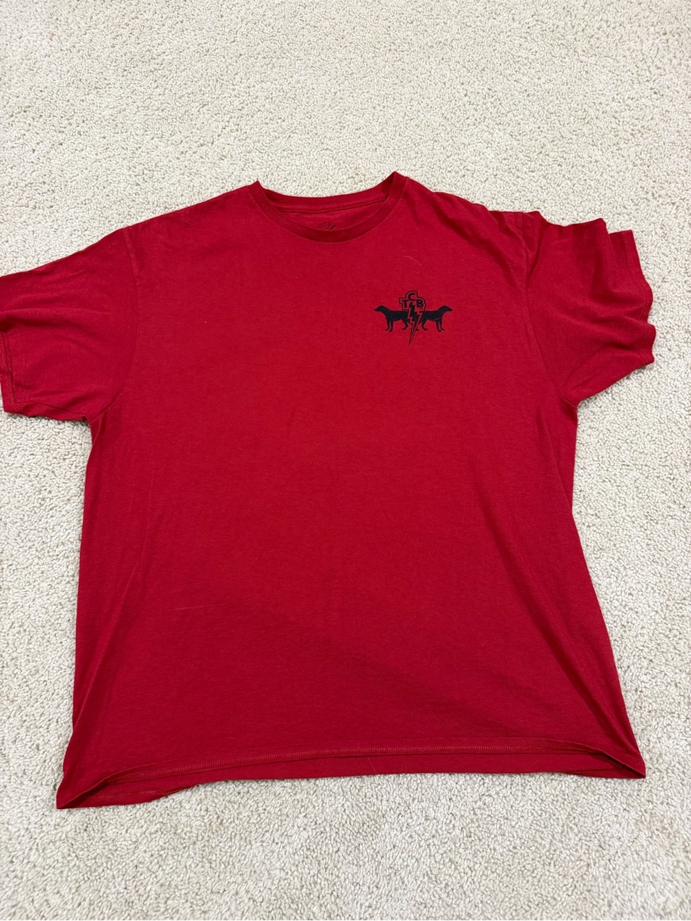 Men's Short-Sleeve Crewneck Tee in Red with Small Chest Emblem